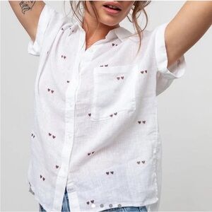 Rails Whitney Heart Sunnies Linen Blouse Top Large